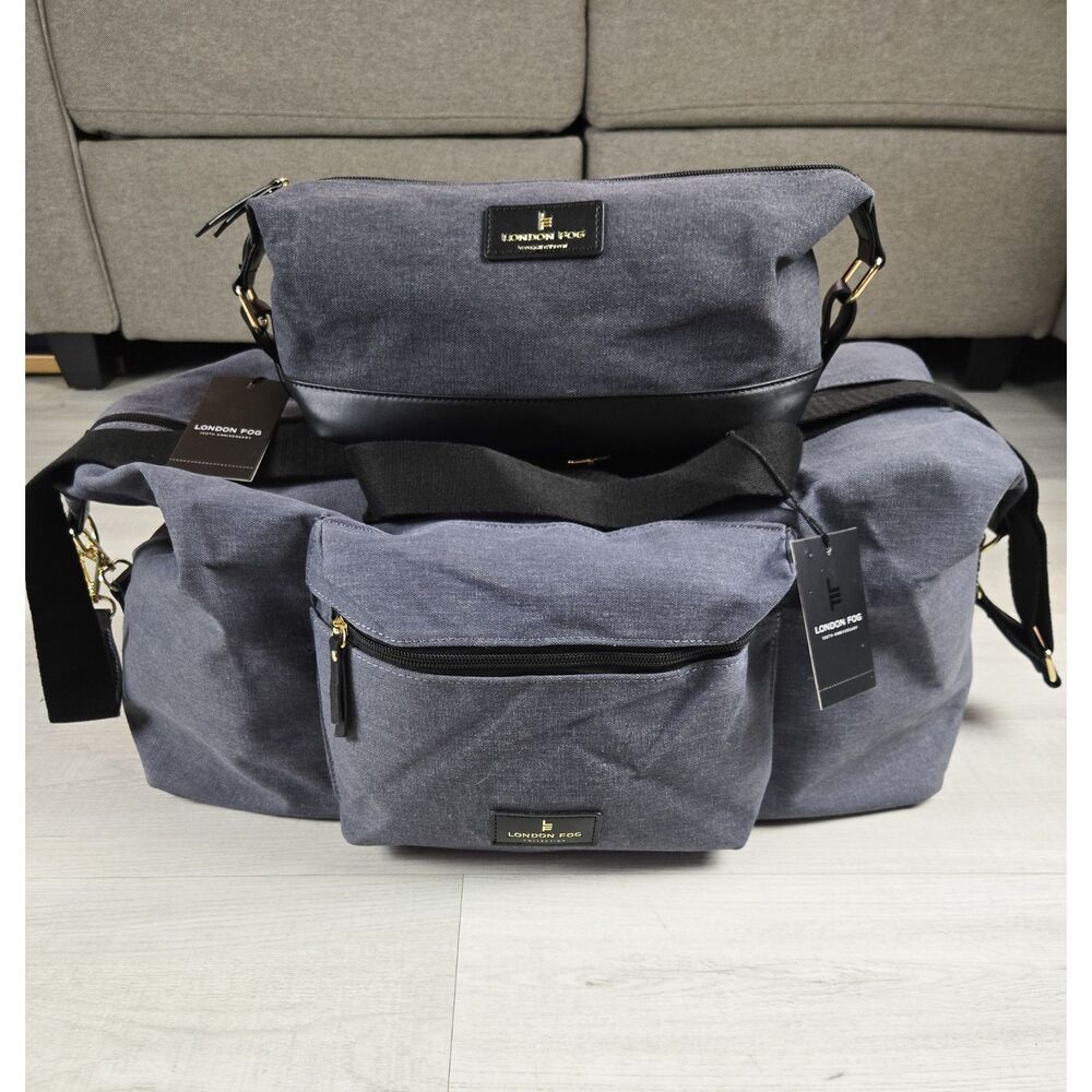 NWT London Fog 100th Anniversary Canvas Duffel & Cosmetic Case Set MSRP $156